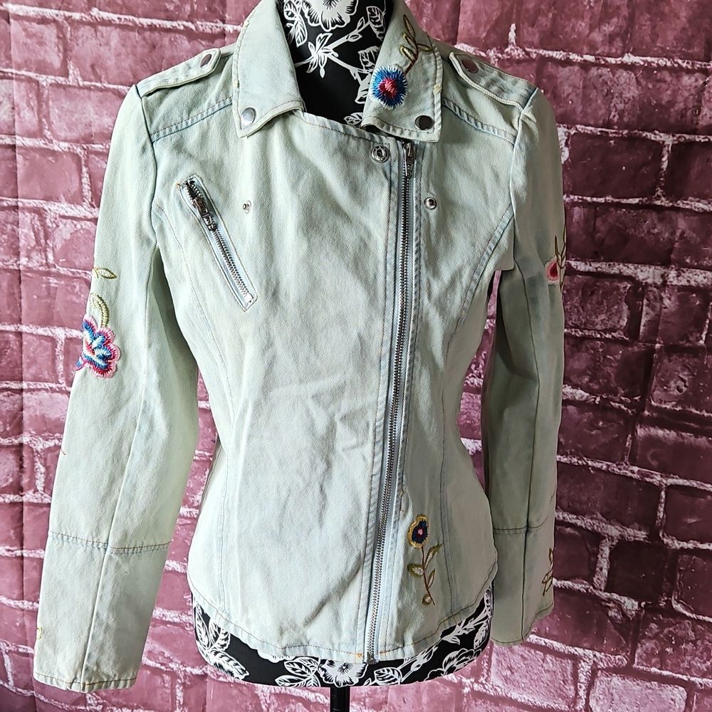 Candie's Denim Embrodered Bohemian Denim Jacket - Picture 10 of 13